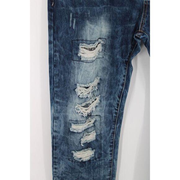 CARBON BLACK PREMIUM JEANS DISTRESSED 36/32 BLUE DENIM DESTROYED - Picture 4 of 11